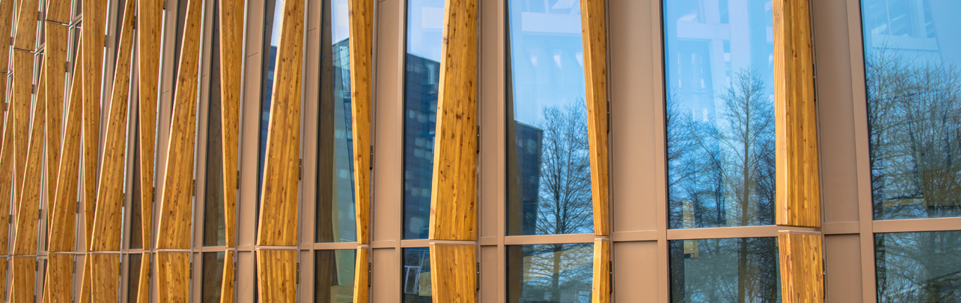 Sustainable wood/glass structured wall..