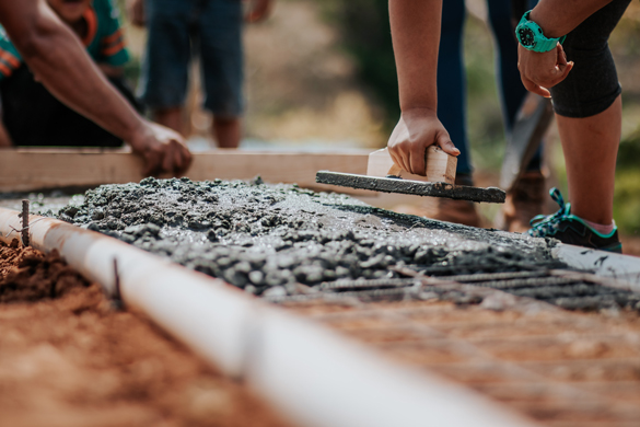 Masonry and pouring concrete.