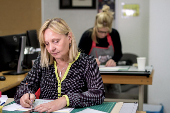 Interior Design students working on projects. 