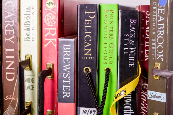 Interior Design books of swatches. 