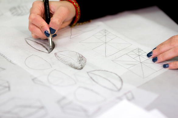 Inerior Design student working on drawing project. 