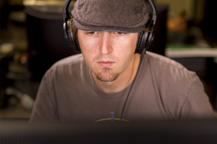 Sound Arts student editing sound file. 