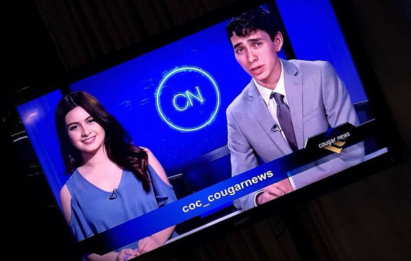 Cougar News, New Media Journalism students in the studio.