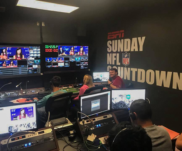 Cougar News, New Media Journalism recording in studio.