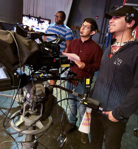 Cougar News, New Media Journalism students in the studio.