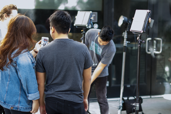 New Media Journalism film crew set up. 