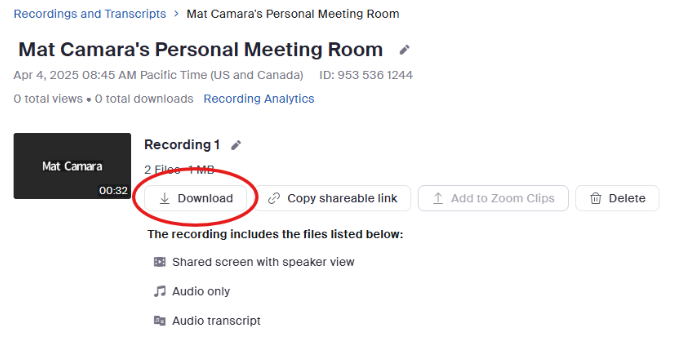 download recording