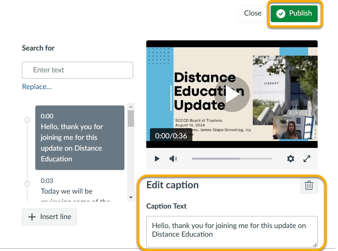edit and publish captions