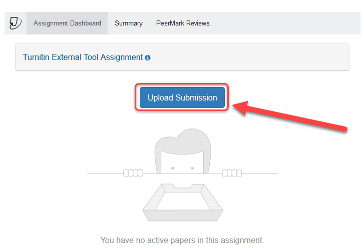student view of turnitin dashboard in a Canvas Assignment when turnitin is enabled as an external tool