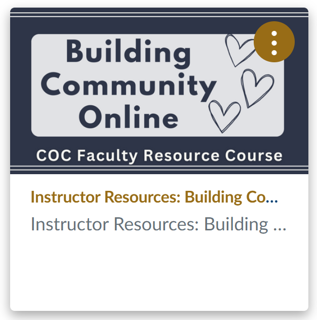 coc faculty resource course: building community online