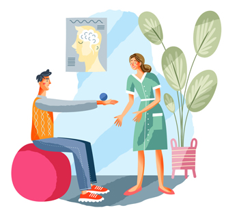 illustration - OTA helping patient.