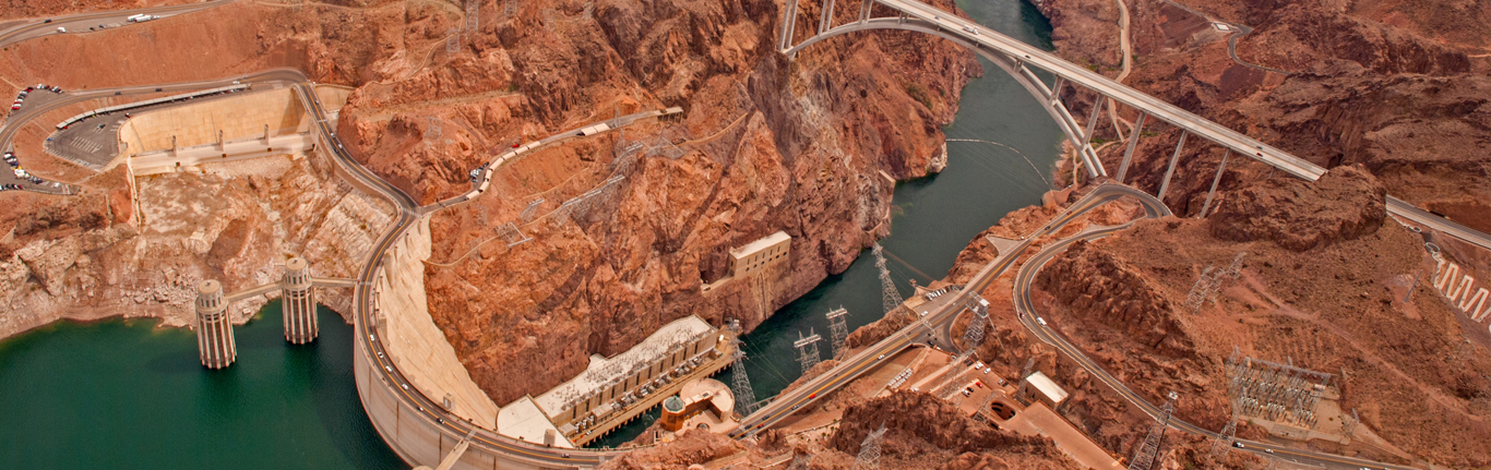 Aerial view of Hoover Dam.