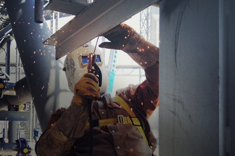 Metal beams welding.