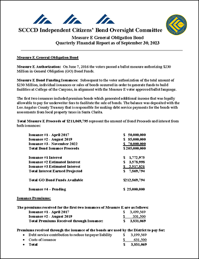2023-Q3 Measure E Financial Report
