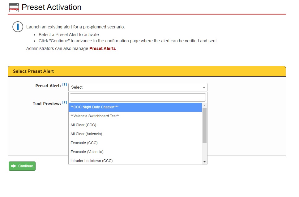 Preset Activation Example