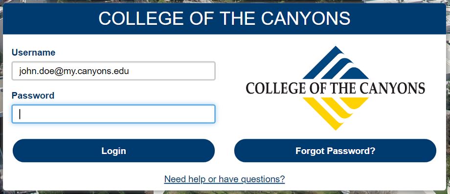 Canyonos ID login screen example