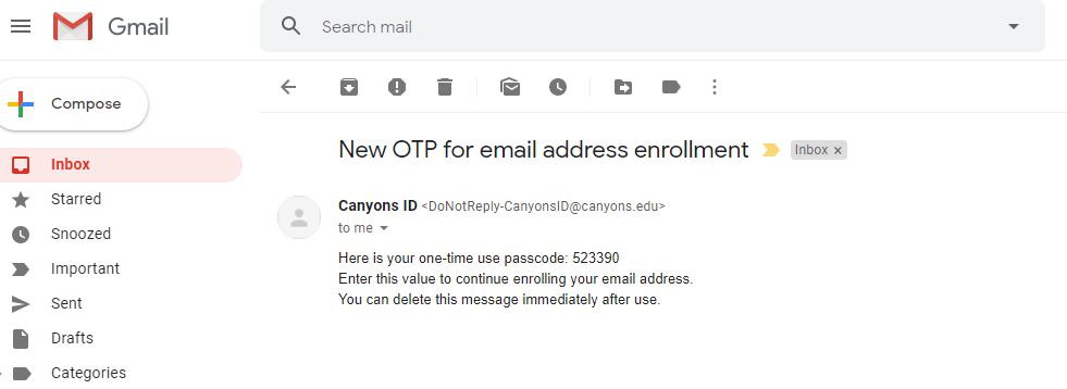 OTP email example