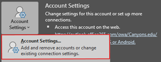 Outlook account settings