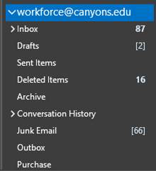 Outlook folder pane