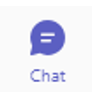 Purple bubble with two horizontal lines in it, with the word CHAT under it.