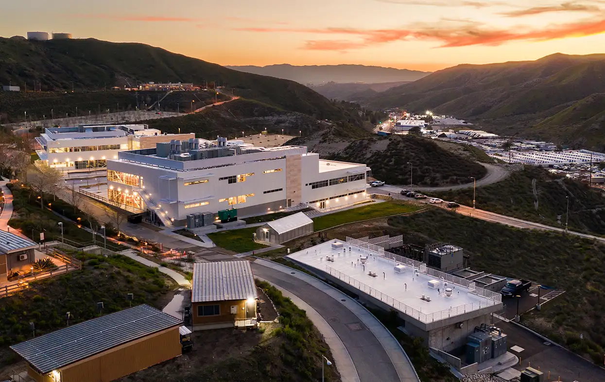 Aerial view at dusk of the Canyon Country campus.