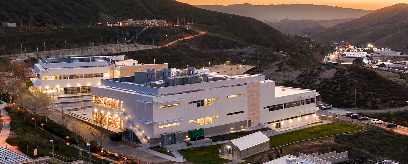 The Canyon Country campus at dusk.
