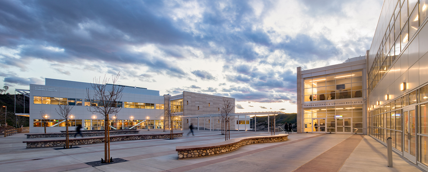 Students walk in the upper courtyard at the Canyon Country campus.