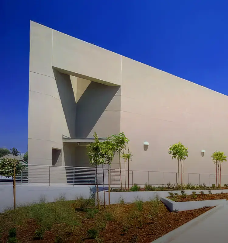 Exterior Pico Canyons Hall at the Valencia campus.