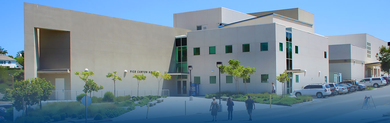 Exterior view of Pico Canyon Hall at the Valencia campus.