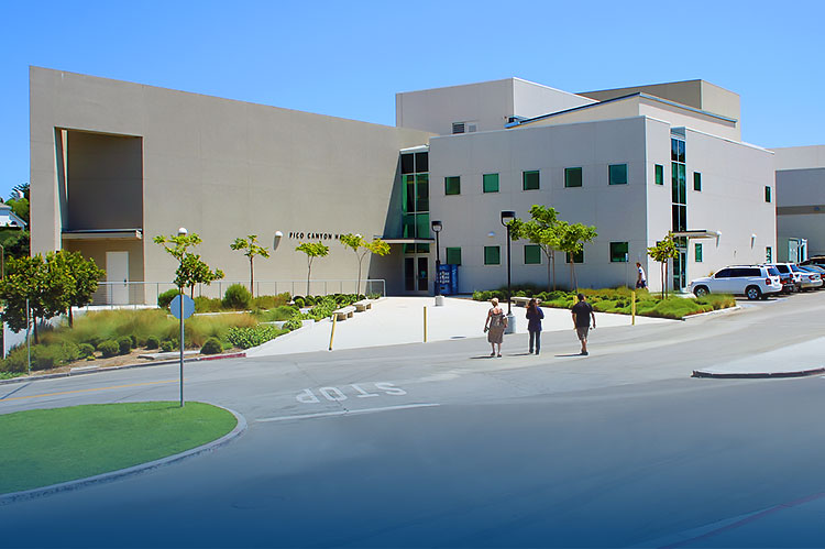 Exterior view of Pico Canyon Hall at the Valencia campus.
