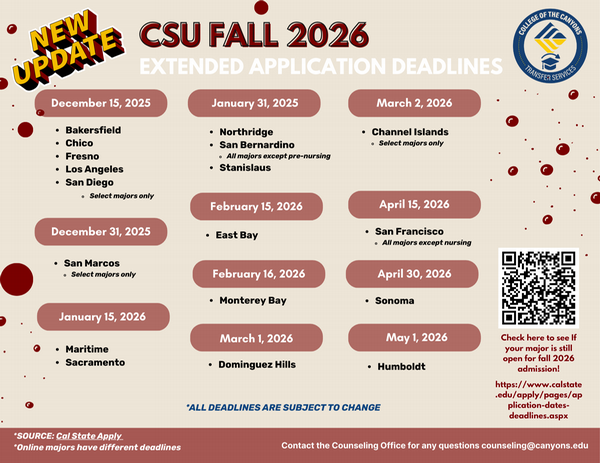 Fall 2026 CSU Extended Deadlines