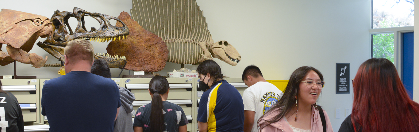 Navajo students learning about fossils.