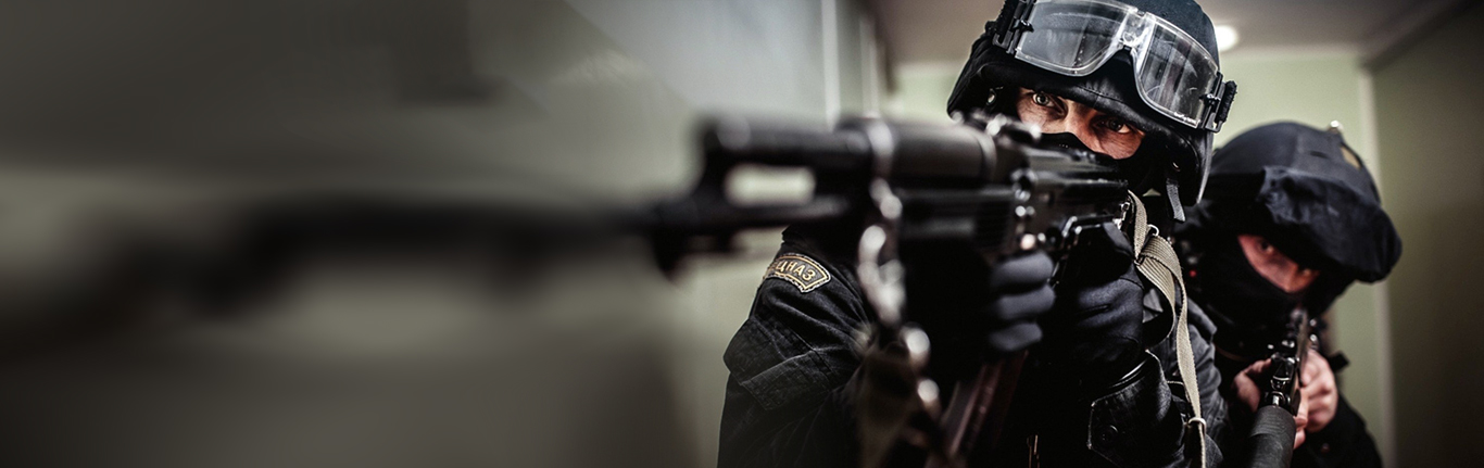 Police Officer with Long Rifle